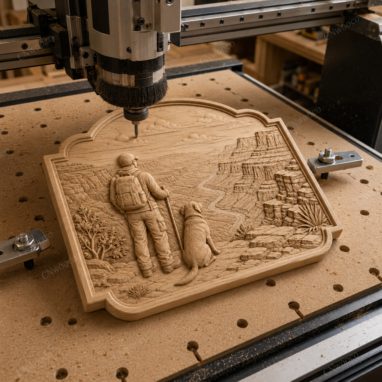 Relief randonneur avec chien canyon CNC & impression 3D, fichier STL paysage nature, STL de très haute qualité