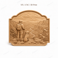 Relief randonneur avec chien canyon CNC & impression 3D, fichier STL paysage nature, STL de très haute qualité