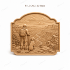 Relief randonneur avec chien canyon CNC & impression 3D, fichier STL paysage nature, STL de très haute qualité