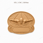 Relief natation nageur avec plaque personnalisable, CNC & impression 3D, fichier STL de très haute qualité