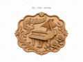 CNC & impression 3D relief piano floral avec notes de musique, décoration murale sculpture bois STL très haute qualité