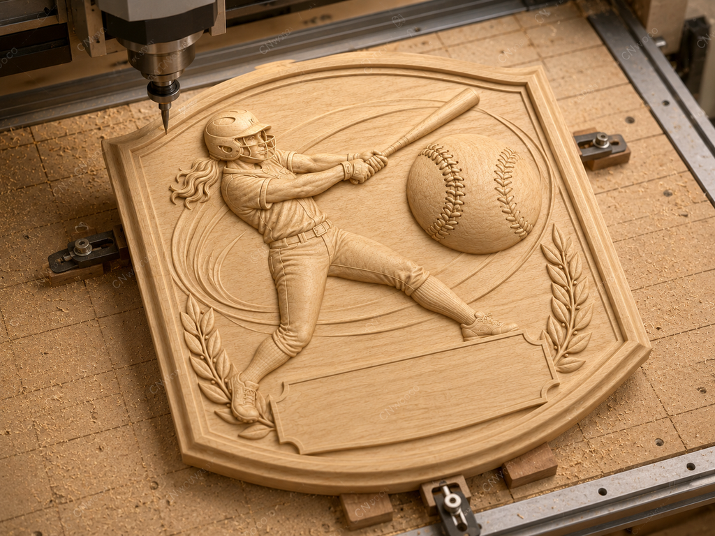 CNC & impression 3D relief softball féminin à personnaliser, plaque sportive pour sculpture bois, STL très haute qualité
