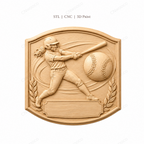CNC & impression 3D relief softball féminin à personnaliser, plaque sportive pour sculpture bois, STL très haute qualité