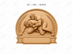 Relief lutte trophée à personnaliser CNC & impression 3D, fichier STL sport combat, STL de très haute qualité