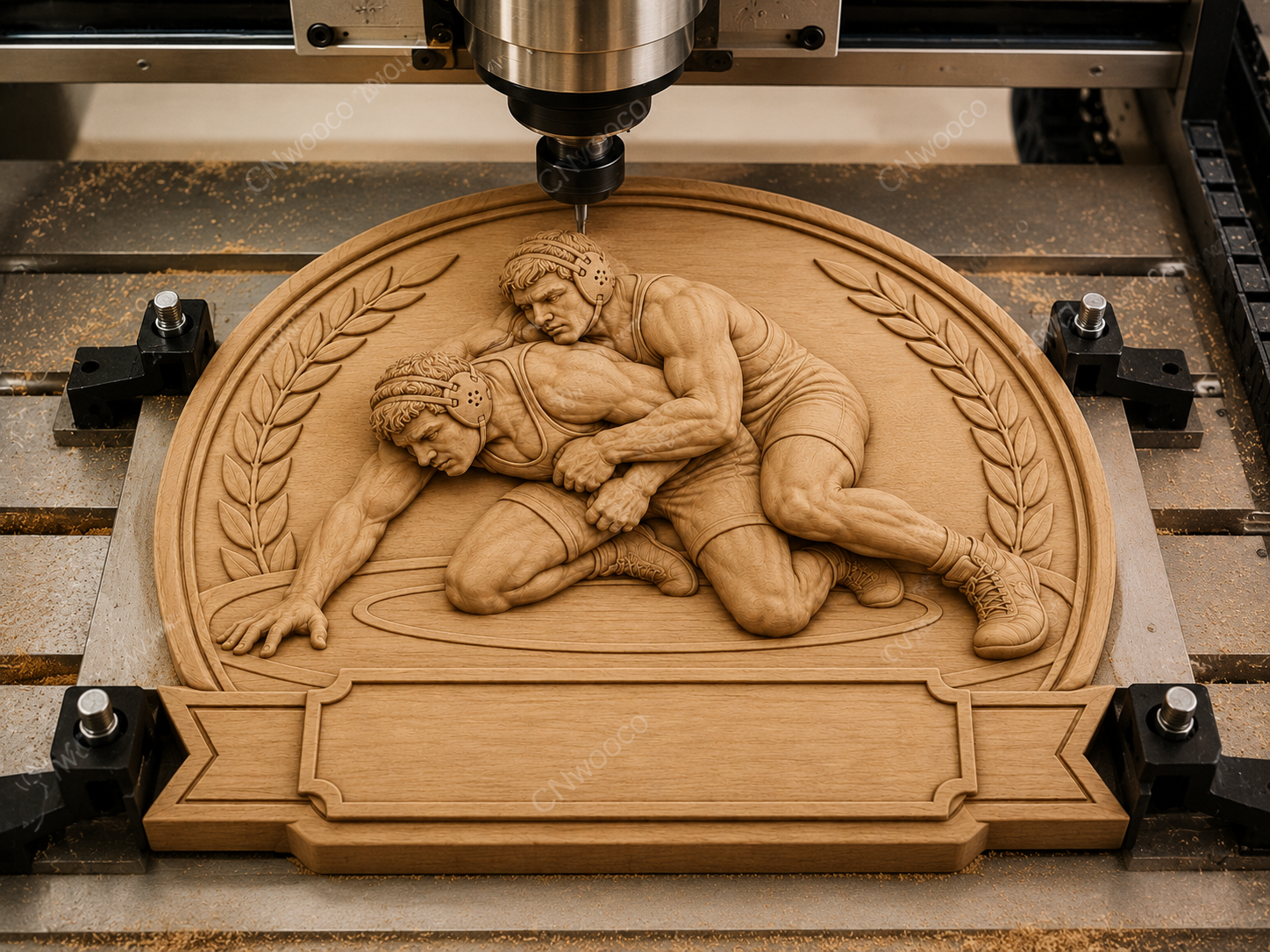 Relief lutte trophée à personnaliser CNC & impression 3D, fichier STL sport combat, STL de très haute qualité