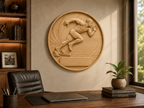 CNC & impression 3D relief sprinter athlétisme, coureur sur piste, médaille sportive avec plaque, fichier STL