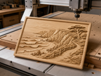 CNC & impression 3D relief paysage côtier, falaises, vagues et sentier bord de mer, sculpture bois fichier STL