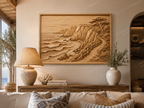 CNC & impression 3D relief paysage côtier, falaises, vagues et sentier bord de mer, sculpture bois fichier STL