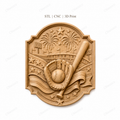 CNC & impression 3D relief baseball, gant, batte, balle, stade et feux d’artifice, sculpture bois fichier STL de haute qualité
