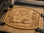 CNC & impression 3D relief Route 66 Adventure, caravane vintage, voiture classique, désert, fichier STL de haute qualité