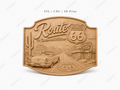 CNC & impression 3D relief Route 66 Centennial 2026, voiture classique, café drive-in, désert, fichier STL