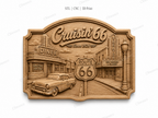 CNC & impression 3D relief Cruisin’ 66, diner vintage, théâtre et voiture classique, sculpture bois fichier STL