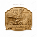 CNC & impression 3D relief Route 66 Centennial, moto vintage, motel et désert américain, sculpture bois fichier STL haute qualité