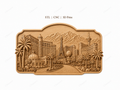 CNC & impression 3D relief Las Vegas Strip, skyline, hôtels, palmiers et montagnes, sculpture bois fichier STL haute qualité