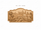 CNC & impression 3D relief Hollywood Los Angeles, skyline, observatoire Griffith, palmiers, fichier STL haute qualité