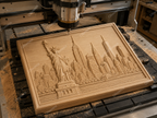 CNC & impression 3D relief New York skyline, Statue de la Liberté, gratte-ciel, sculpture bois fichier STL haute qualité