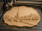 CNC & impression 3D relief Tour Eiffel Paris, pont sur la Seine, architecture française, sculpture bois fichier STL haute qualité