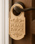Fichier CNC & impression 3D panneau de porte "Please Knock" décoratif, STL très haute qualité