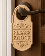 Fichier CNC & impression 3D panneau de porte "Please Knock" décoratif, STL très haute qualité