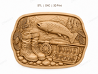 CNC & impression 3D relief pêche à la truite, fly fishing, décor pêcheur, fichier STL très haute qualité