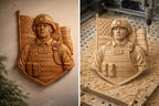 CNC-Datei Soldat USA Flagge, Holz-Basrelief Militär Patriotisch, Wanddekoration, Veteranengeschenk, 3D-Gravurmodell STL