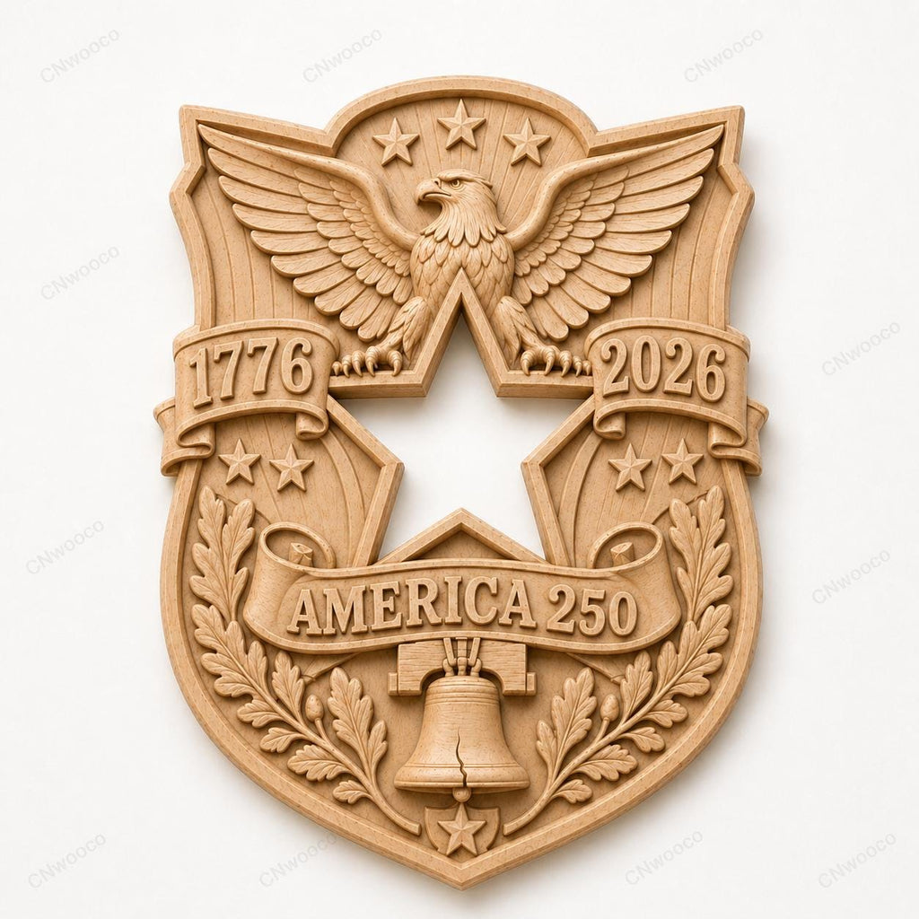 Fichier CNC & impression 3D America 250 – bas-relief aigle USA 1776-2026, Liberty Bell, 4th of July STL bois
