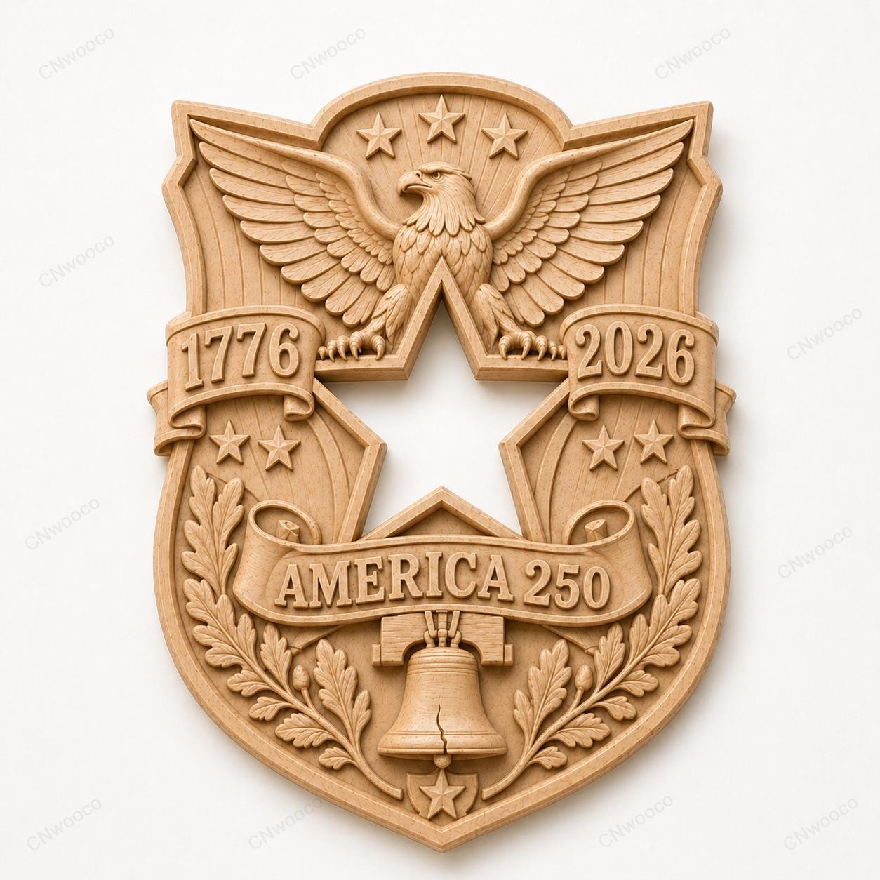 Fichier CNC & impression 3D America 250 – bas-relief aigle USA 1776-2026, Liberty Bell, 4th of July STL bois