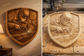 Fichier CNC soudeur bouclier, bas-relief bois atelier métal, décoration murale workshop, sculpture bois, modèle gravure 3D STL