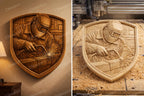 Fichier CNC soudeur bouclier, bas-relief bois atelier métal, décoration murale workshop, sculpture bois, modèle gravure 3D STL