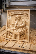 Fichier CNC panneau Master Craftsman – bas-relief menuisier pour sculpture bois, décoration murale atelier et bois STL