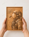 CNC-Datei Astronaut Weltall – Sci-Fi-Basrelief für Holzskulptur, Galaxie-Wanddekoration STL