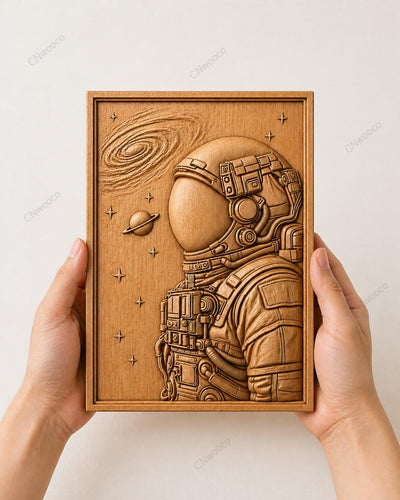Fichier CNC astronaute espace – bas-relief sci-fi pour sculpture bois, décoration murale galaxie STL