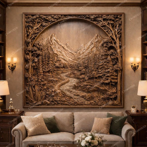 Fichier CNC paysage bas-relief 3D – STL pour routeur CNC, VCarve/Aspire – décoration murale numérique