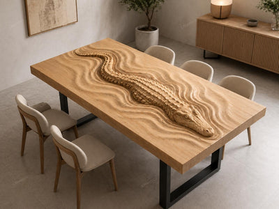 Fichier CNC alligator – bas-relief crocodile pour sculpture bois, décoration murale faune sauvage et animal de rivière STL