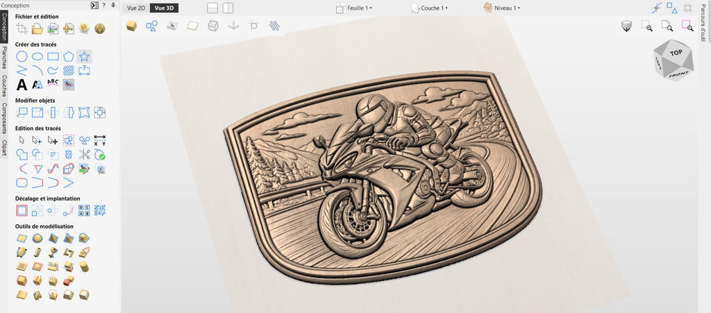 CNC Datei Sportbike-Biker, Holz-Flachrelief Biker, Garagen-Wanddekoration, Holzskulptur, 3D STL Gravurmodell