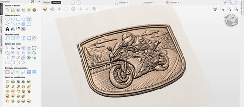 Fichier CNC motard sport bike, bas-relief bois biker, décoration murale garage, sculpture bois, modèle gravure 3D STL