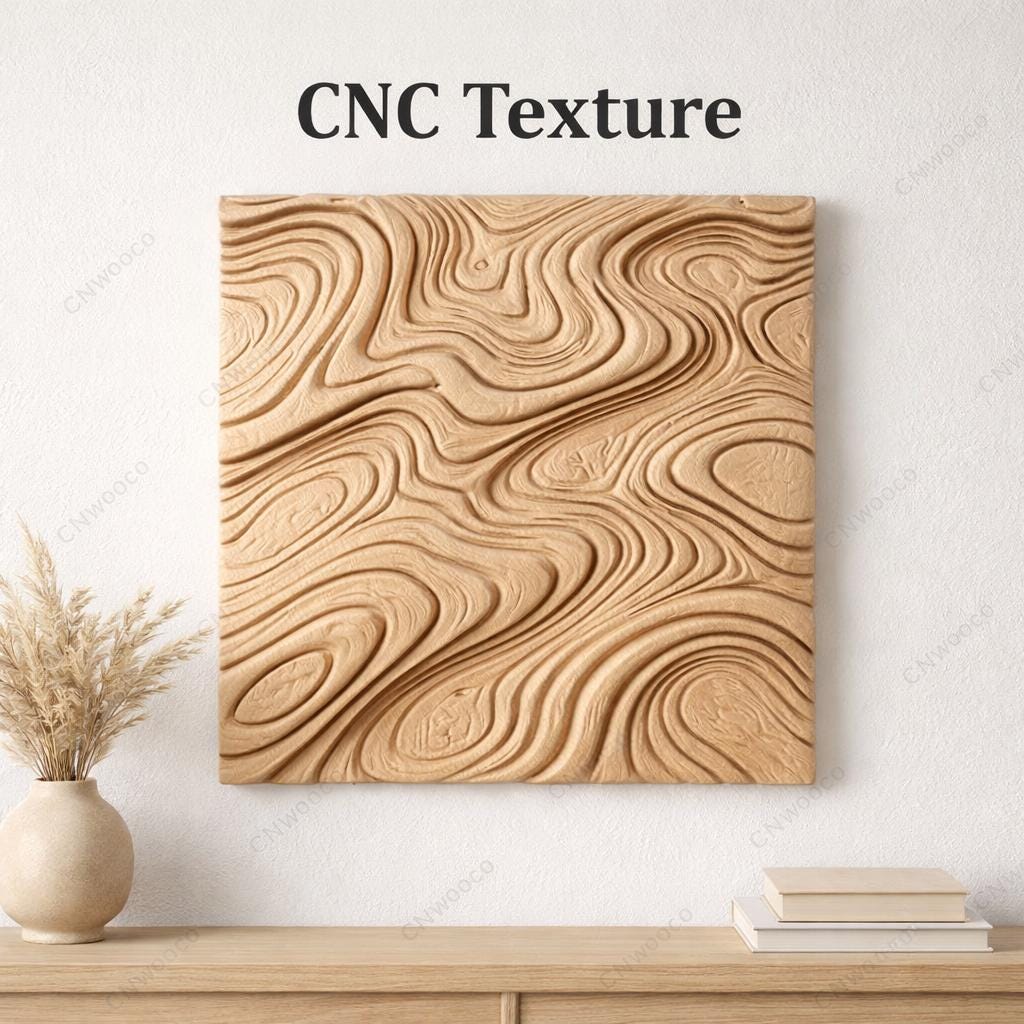 Fichier CNC panneau texture bois vague organique – bas-relief pour sculpture bois, décoration murale et meuble STL