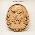 CNC & 3D-Druck Relief-Hundeportrait, Haustiertafeldruckdatei für Holzgravur, hochwertiges STL, anpassbar