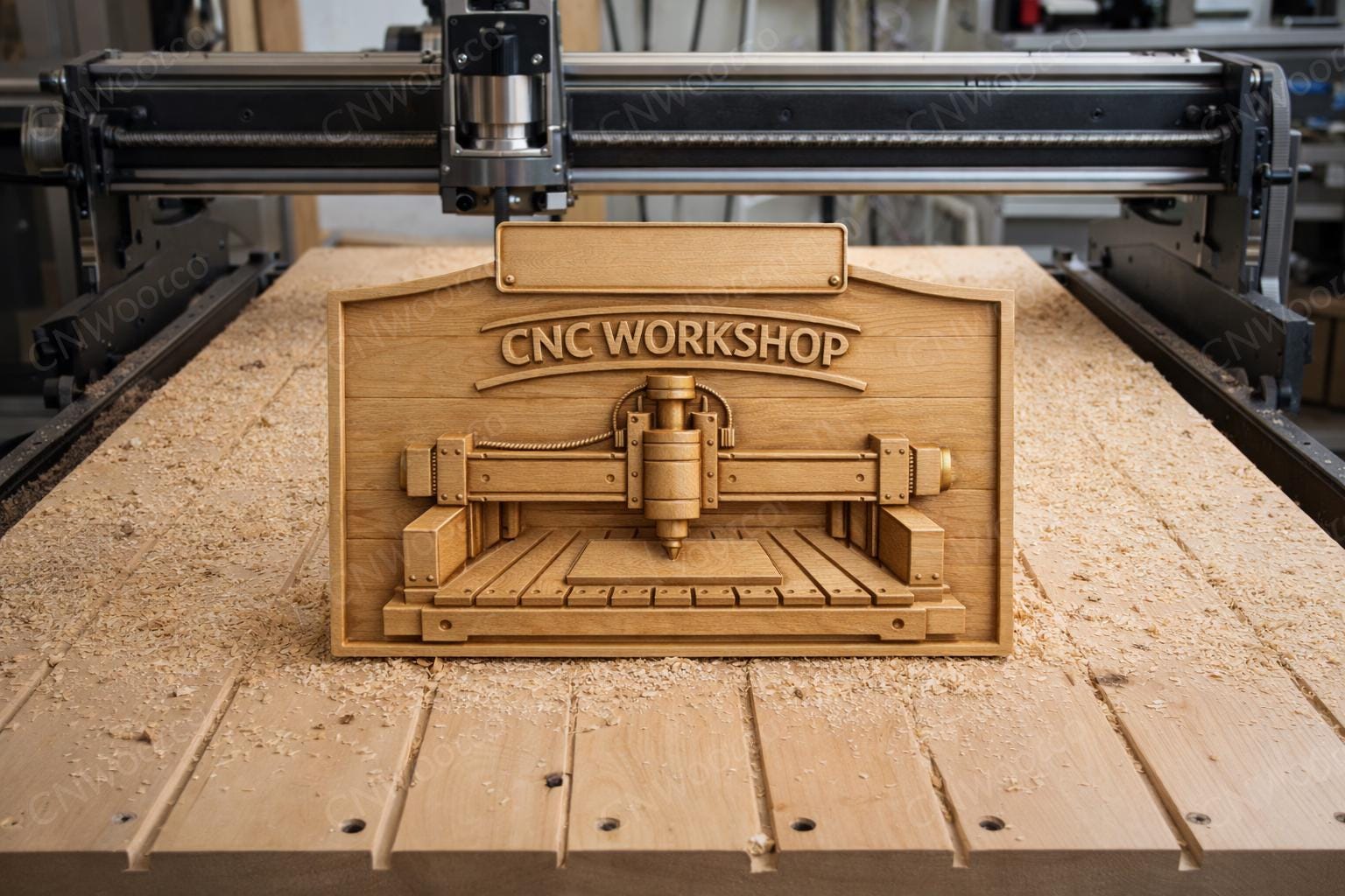 Fichier CNC panneau Workshop à personnaliser – plaque avec nom sur mesure pour sculpture bois et décoration d’atelier STL