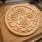 CNC-Datei Rosen Relief 3D, Holz Wanddeko floral, Holzskulptur, 3D STL Gravurmodell