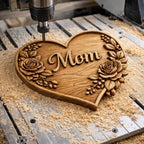 CNC-Datei & 3D-Druck Muttertagsgeschenk – Blumenherz mit Rosen für Mamas Wanddekoration STL