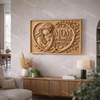 Fichier CNC cadeau fête des mères – cœur floral avec roses pour décoration murale maman STL