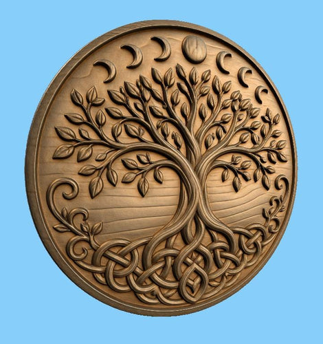 CNC & impression 3D arbre de vie celtique, STL haute qualité pour sculpture bois et décoration murale