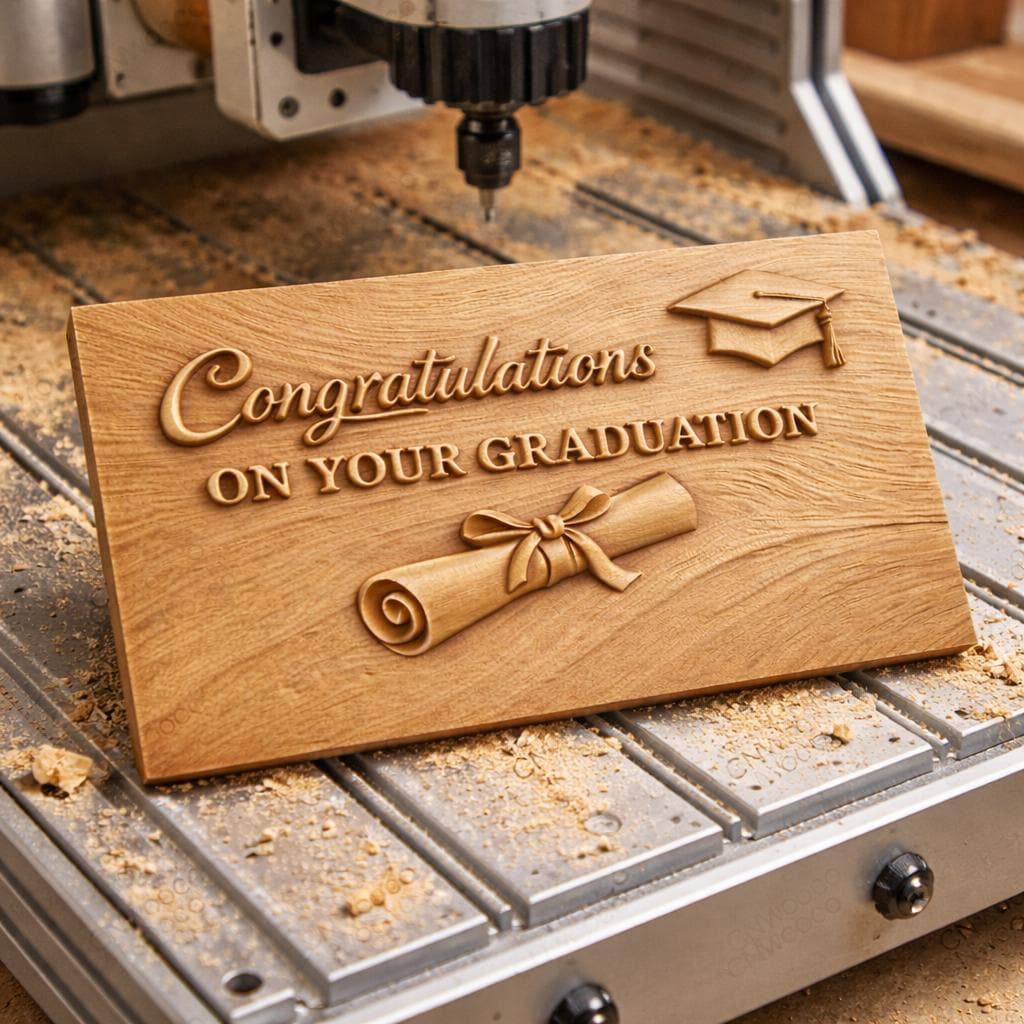 Fichier CNC & impression 3D panneau félicitations diplôme – bas-relief graduation pour sculpture bois, décoration murale STL