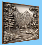 Mountain landscape 3D CNC  file bas relief STL file for CNC router wall art