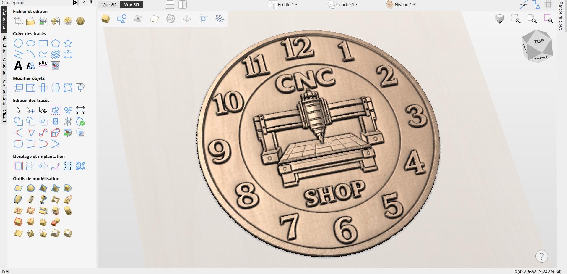 Fichier CNC horloge – bas-relief bois 3D pour sculpture bois, décoration murale STL