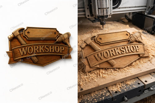Fichier CNC panneau atelier à personnaliser – bas-relief pour sculpture bois, décoration murale workshop STL