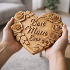 CNC-Datei & 3D-Druck florales Herz „Best Mom Ever“ – Wandrelief Holz für Muttertagsgeschenk hochwertige STL