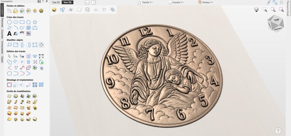 Fichier CNC horloge chrétienne – bas-relief religieux pour sculpture bois, décoration murale STL