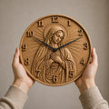 Fichier CNC horloge chrétienne – bas-relief religieux pour sculpture bois, décoration murale église STL